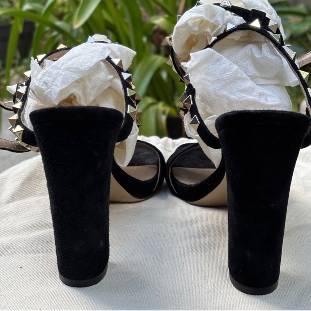Valentino rockstud suede sandals block chunky heels ankle strap - Picture 5 of 11
